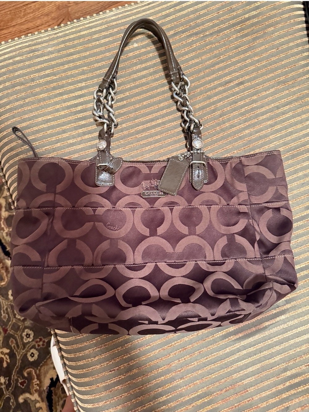 Coach Plum Signature Chain-Handle Tote